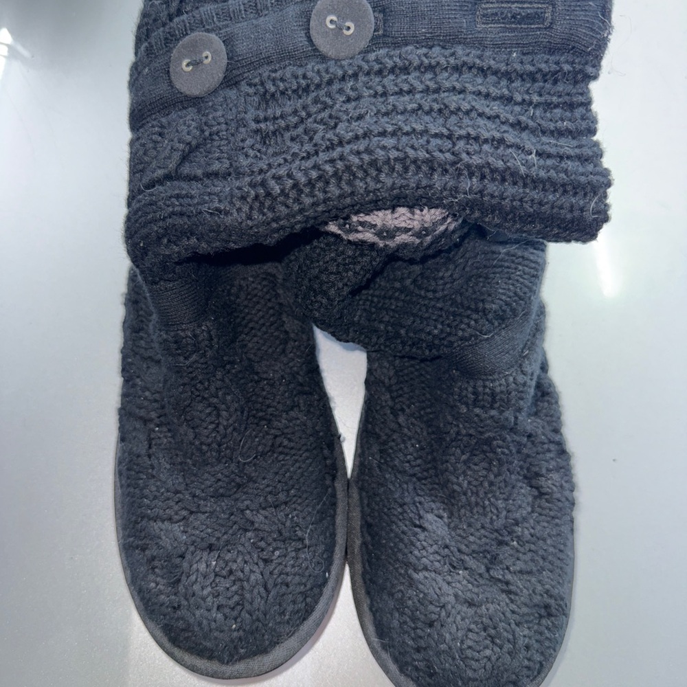Black Knit Button Boots - Picture 5 of 6